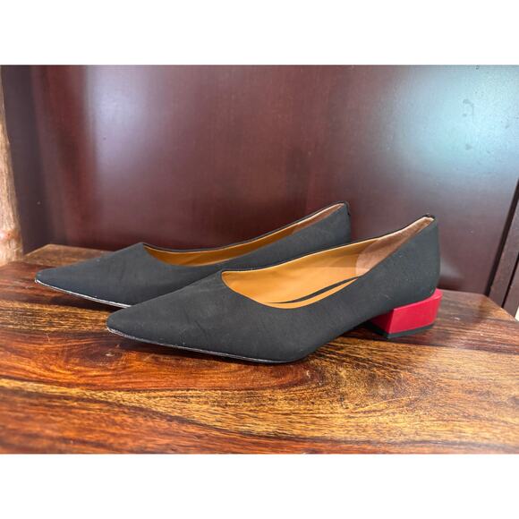 J. McLaughlin Cheryl Black & Red Pointed Toe Leather Heel Pump Sz 7 - Picture 4 of 7